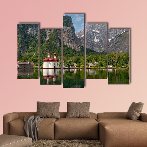 Konigssee Lake Germany Canvas Wall Art-5 Pop-Gallery Wrap-47" x 32"-Tiaracle