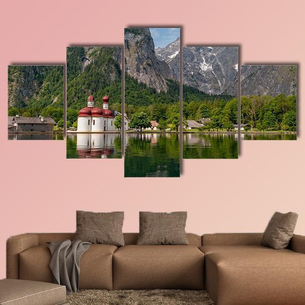 Konigssee Lake Germany Canvas Wall Art-5 Star-Gallery Wrap-62" x 32"-Tiaracle