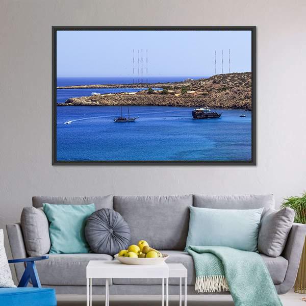Konnos Bay Coastline Panoramic Canvas Wall Art-1 Piece-36" x 12"-Tiaracle