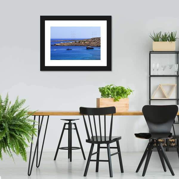 Konnos Bay Coastline Panoramic Canvas Wall Art-1 Piece-36" x 12"-Tiaracle
