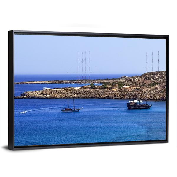 Konnos Bay Coastline Panoramic Canvas Wall Art-1 Piece-36" x 12"-Tiaracle