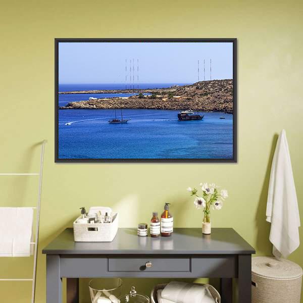 Konnos Bay Coastline Panoramic Canvas Wall Art-1 Piece-36" x 12"-Tiaracle