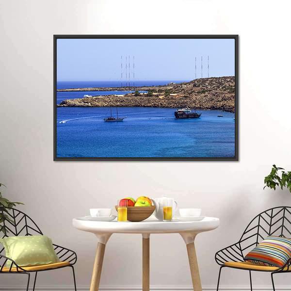 Konnos Bay Coastline Panoramic Canvas Wall Art-1 Piece-36" x 12"-Tiaracle