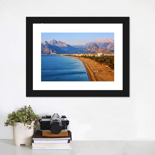 Konyaalti Sand Beach Canvas Wall Art-1 Piece-Framed Print-20" x 16"-Tiaracle