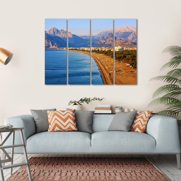 Konyaalti Sand Beach Canvas Wall Art-4 Horizontal-Gallery Wrap-34" x 24"-Tiaracle