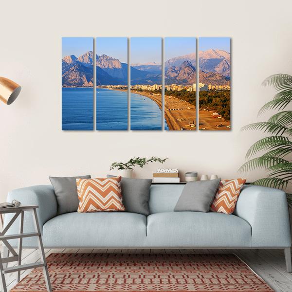 Konyaalti Sand Beach Canvas Wall Art-5 Horizontal-Gallery Wrap-22" x 12"-Tiaracle