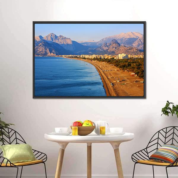 Konyaalti Sand Beach Canvas Wall Art-3 Horizontal-Gallery Wrap-25" x 16"-Tiaracle