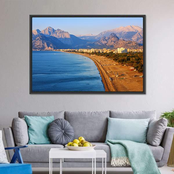 Konyaalti Sand Beach Canvas Wall Art-3 Horizontal-Gallery Wrap-25" x 16"-Tiaracle