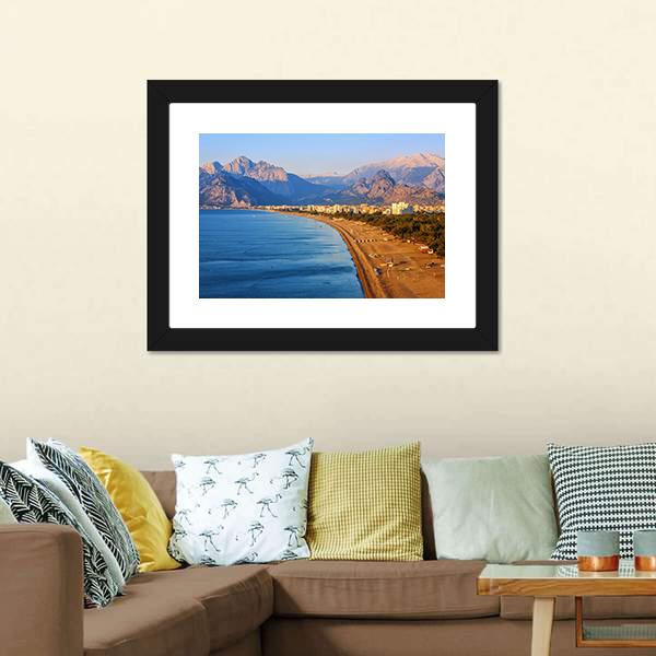 Konyaalti Sand Beach Canvas Wall Art-3 Horizontal-Gallery Wrap-25" x 16"-Tiaracle