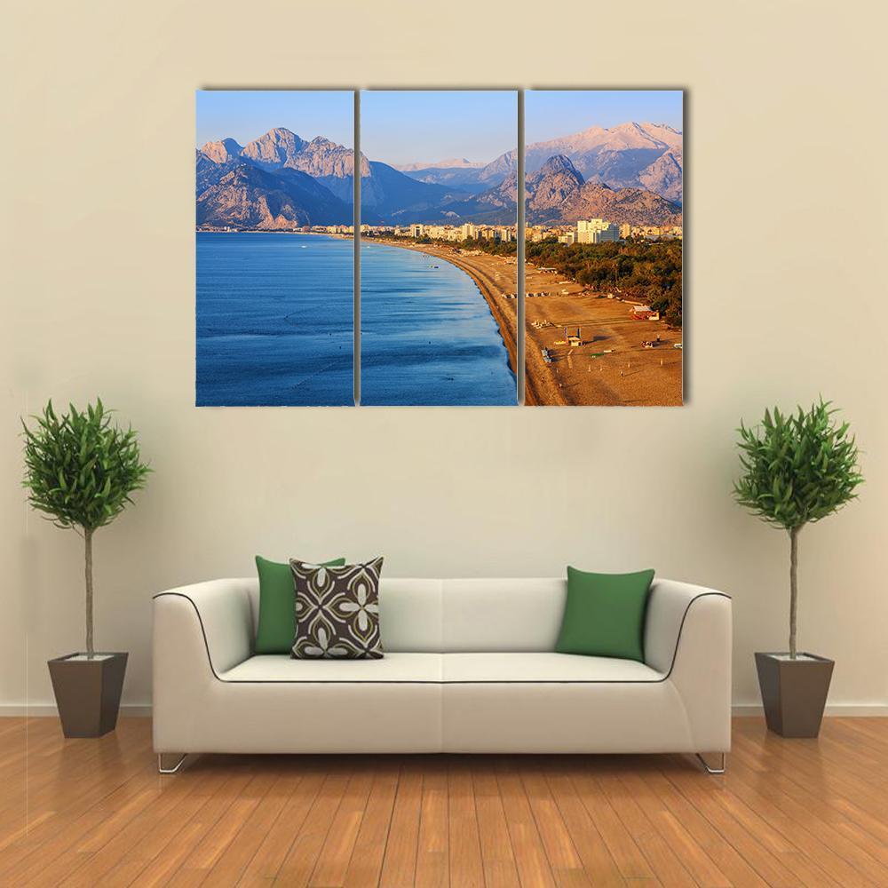 Konyaalti Sand Beach Canvas Wall Art-3 Horizontal-Gallery Wrap-37" x 24"-Tiaracle