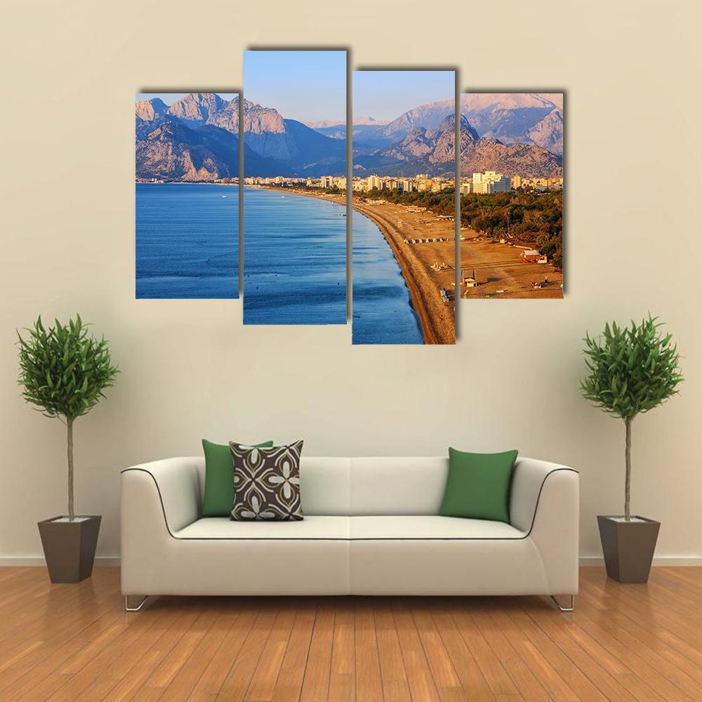 Konyaalti Sand Beach Canvas Wall Art-4 Pop-Gallery Wrap-50" x 32"-Tiaracle