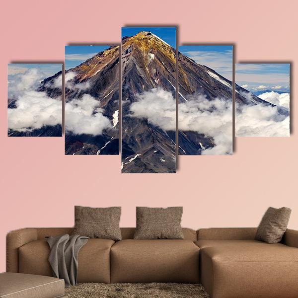 Koryaksky Volcano Russia Canvas Wall Art-5 Star-Gallery Wrap-62" x 32"-Tiaracle