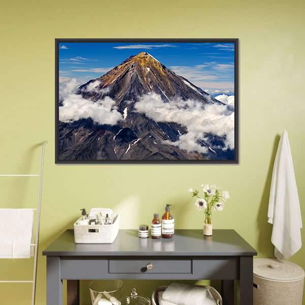 Koryaksky Volcano Russia Canvas Wall Art-1 Piece-Floating Frame-24" x 16"-Tiaracle