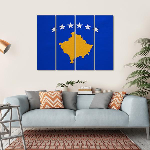 Kosovo Flag Canvas Wall Art-4 Horizontal-Gallery Wrap-34" x 24"-Tiaracle