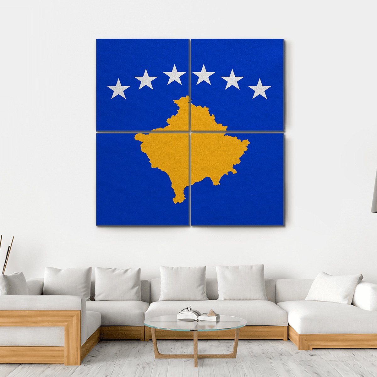 Kosovo Flag Canvas Wall Art-4 Square-Gallery Wrap-17" x 17"-Tiaracle