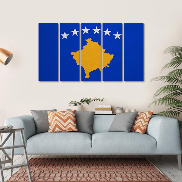 Kosovo Flag Canvas Wall Art-5 Horizontal-Gallery Wrap-22" x 12"-Tiaracle