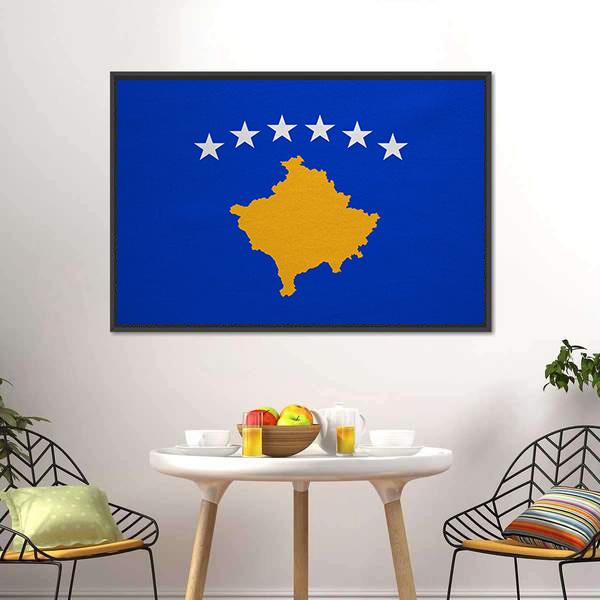 Kosovo Flag Canvas Wall Art-5 Horizontal-Gallery Wrap-22" x 12"-Tiaracle