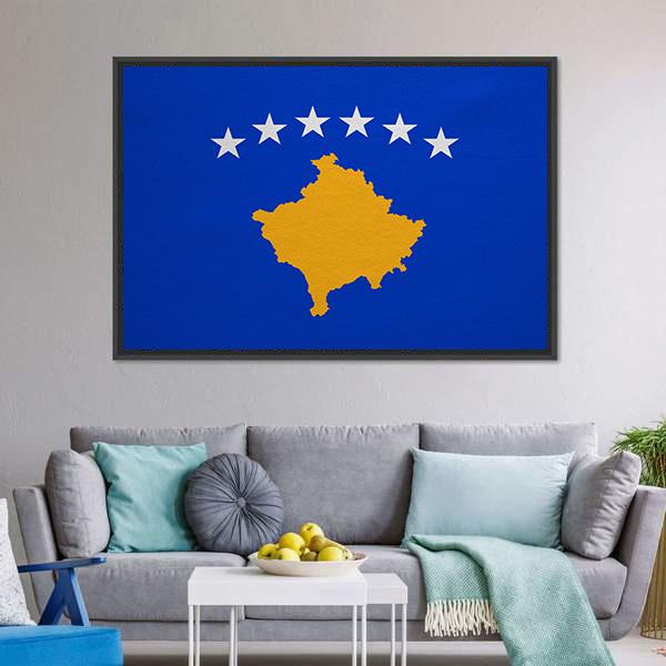 Kosovo Flag Canvas Wall Art-3 Horizontal-Gallery Wrap-25" x 16"-Tiaracle