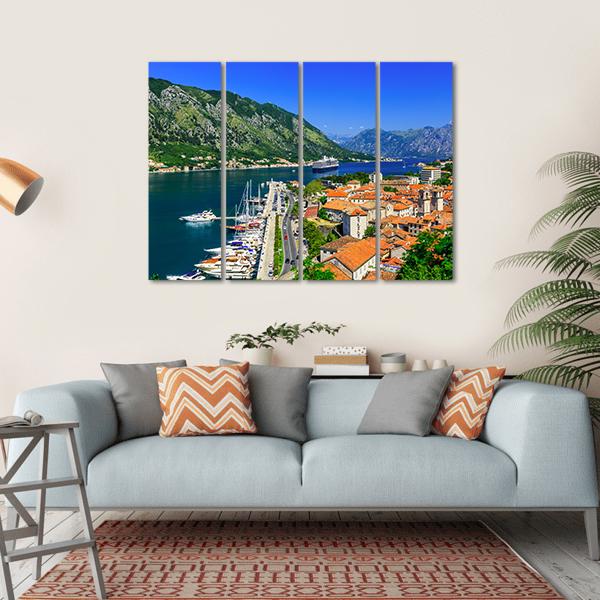 Kotor Bay &amp; Old Town Canvas Wall Art-4 Horizontal-Gallery Wrap-34" x 24"-Tiaracle
