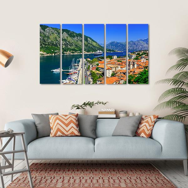 Kotor Bay &amp; Old Town Canvas Wall Art-5 Horizontal-Gallery Wrap-22" x 12"-Tiaracle