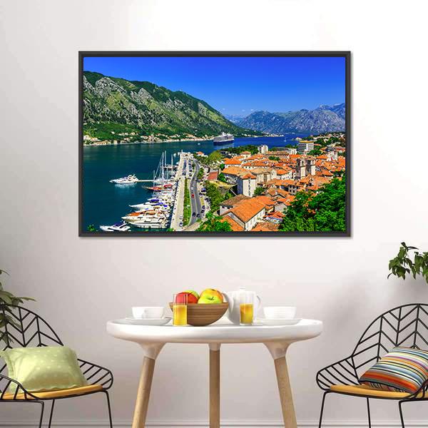 Kotor Bay &amp; Old Town Canvas Wall Art-5 Horizontal-Gallery Wrap-22" x 12"-Tiaracle