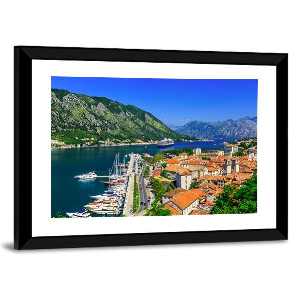 Kotor Bay & Old Town Canvas Wall Art-5 Horizontal-Gallery Wrap-22" x 12"-Tiaracle