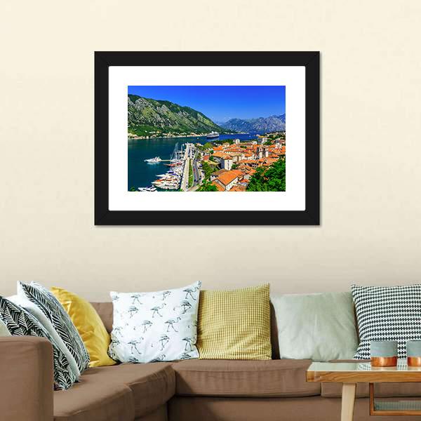 Kotor Bay &amp; Old Town Canvas Wall Art-3 Horizontal-Gallery Wrap-25" x 16"-Tiaracle