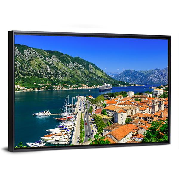 Kotor Bay &amp; Old Town Canvas Wall Art-5 Horizontal-Gallery Wrap-22" x 12"-Tiaracle