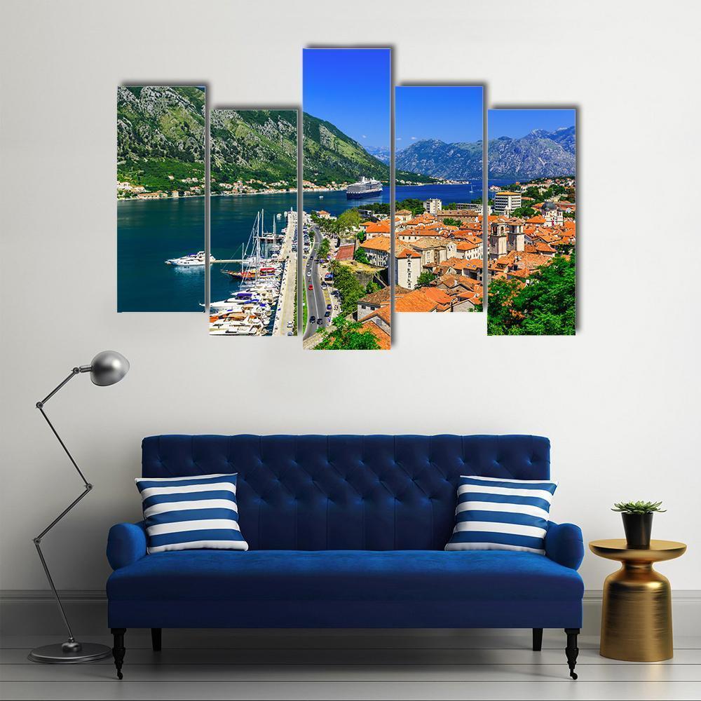 Kotor Bay & Old Town Canvas Wall Art-5 Pop-Gallery Wrap-47" x 32"-Tiaracle