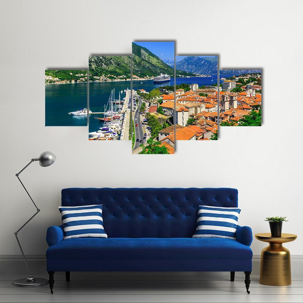 Kotor Bay &amp; Old Town Canvas Wall Art-5 Star-Gallery Wrap-62" x 32"-Tiaracle