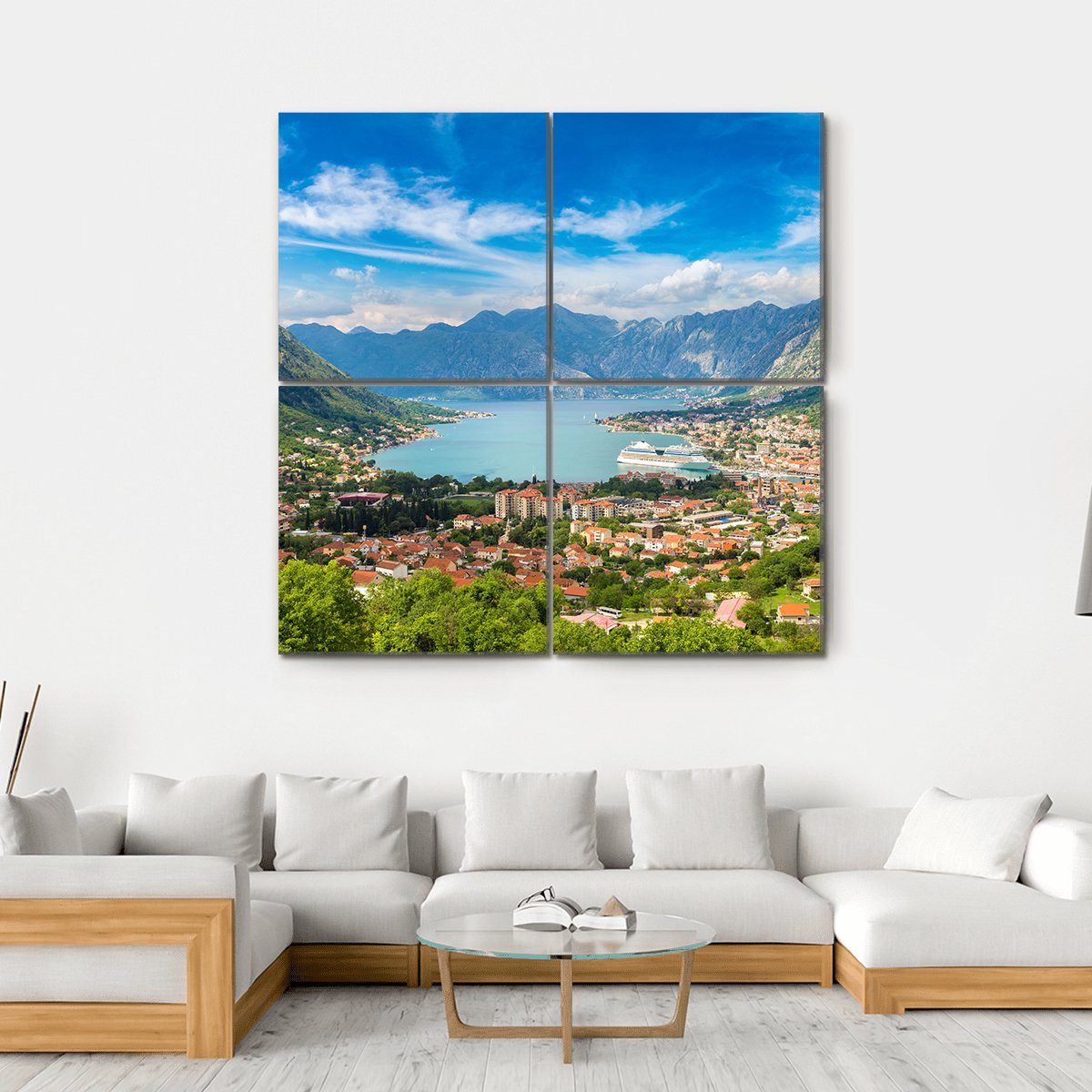Kotor Town Montenegro Canvas Wall Art-4 Square-Gallery Wrap-17" x 17"-Tiaracle