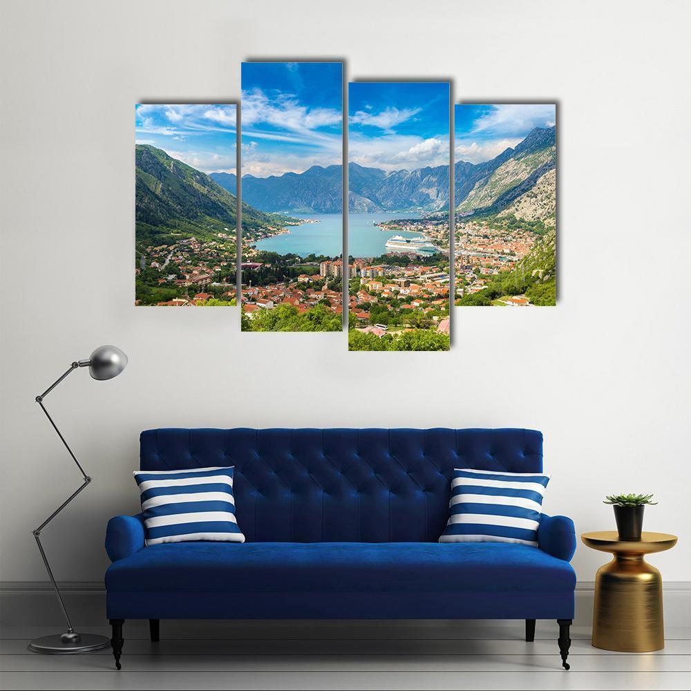 Kotor Town Montenegro Canvas Wall Art-4 Pop-Gallery Wrap-50" x 32"-Tiaracle