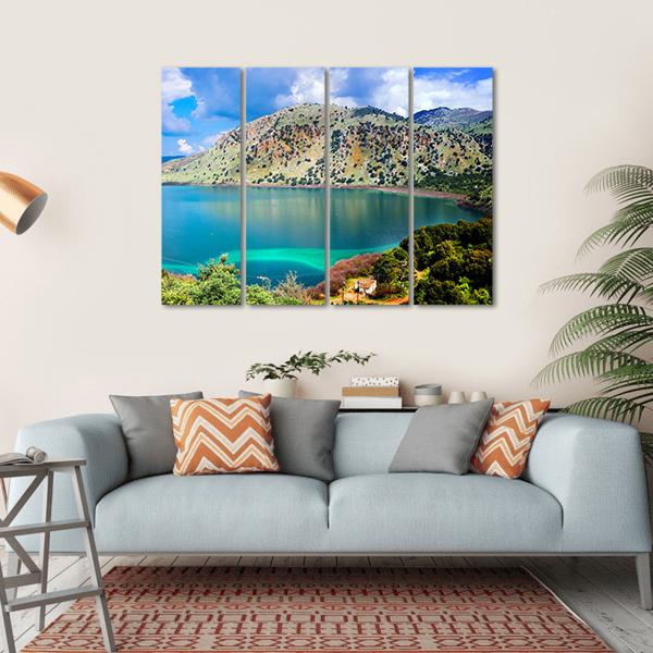 Kournas Lake Canvas Wall Art-4 Horizontal-Gallery Wrap-34" x 24"-Tiaracle