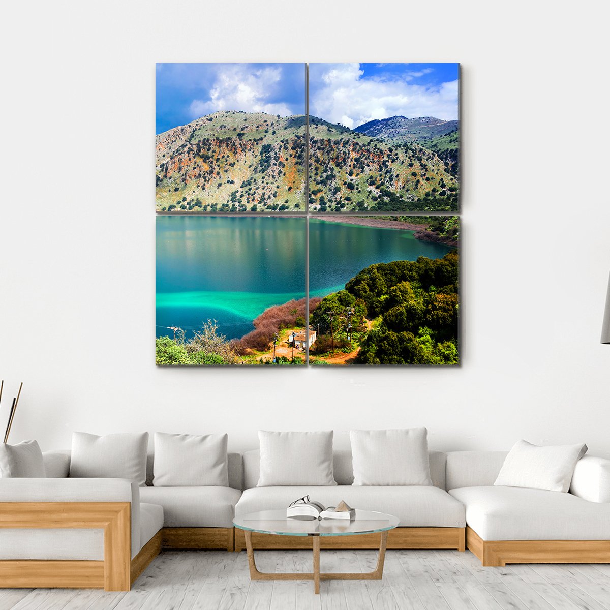 Kournas Lake Canvas Wall Art-4 Square-Gallery Wrap-17" x 17"-Tiaracle
