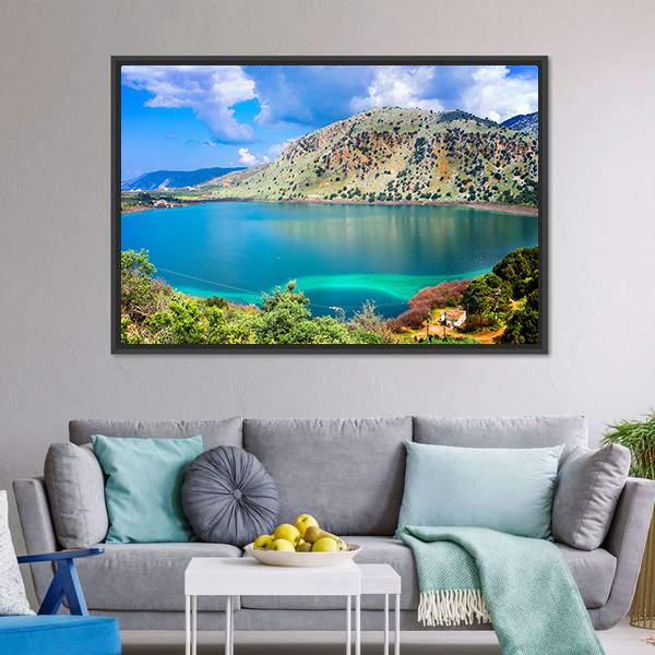 Kournas Lake Canvas Wall Art-3 Horizontal-Gallery Wrap-25" x 16"-Tiaracle