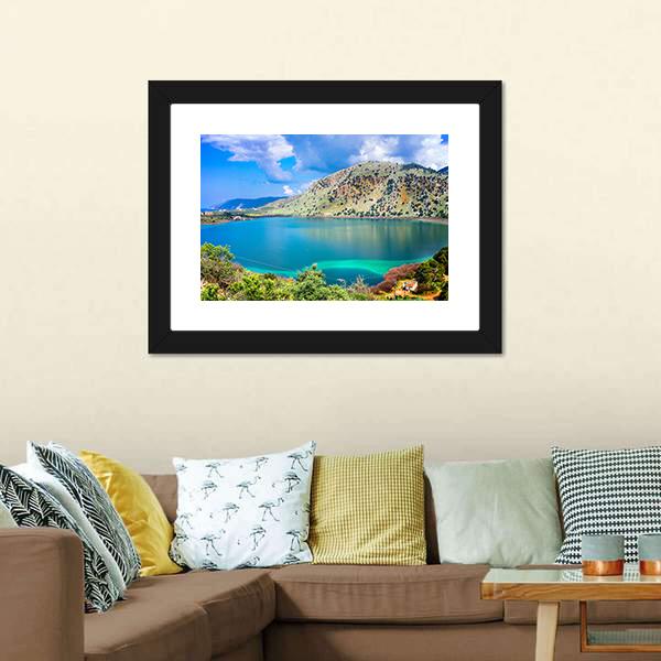 Kournas Lake Canvas Wall Art-3 Horizontal-Gallery Wrap-25" x 16"-Tiaracle