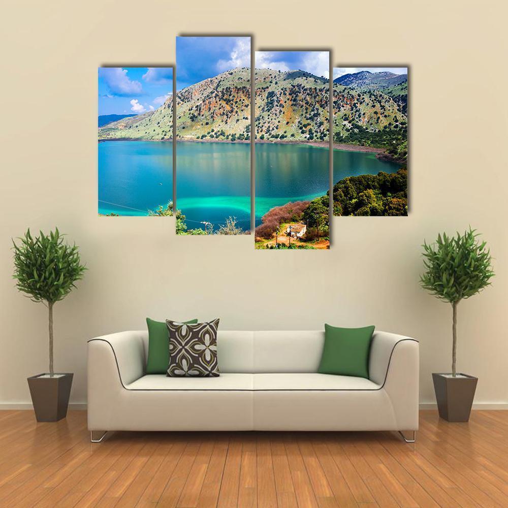 Kournas Lake Canvas Wall Art-4 Pop-Gallery Wrap-50" x 32"-Tiaracle