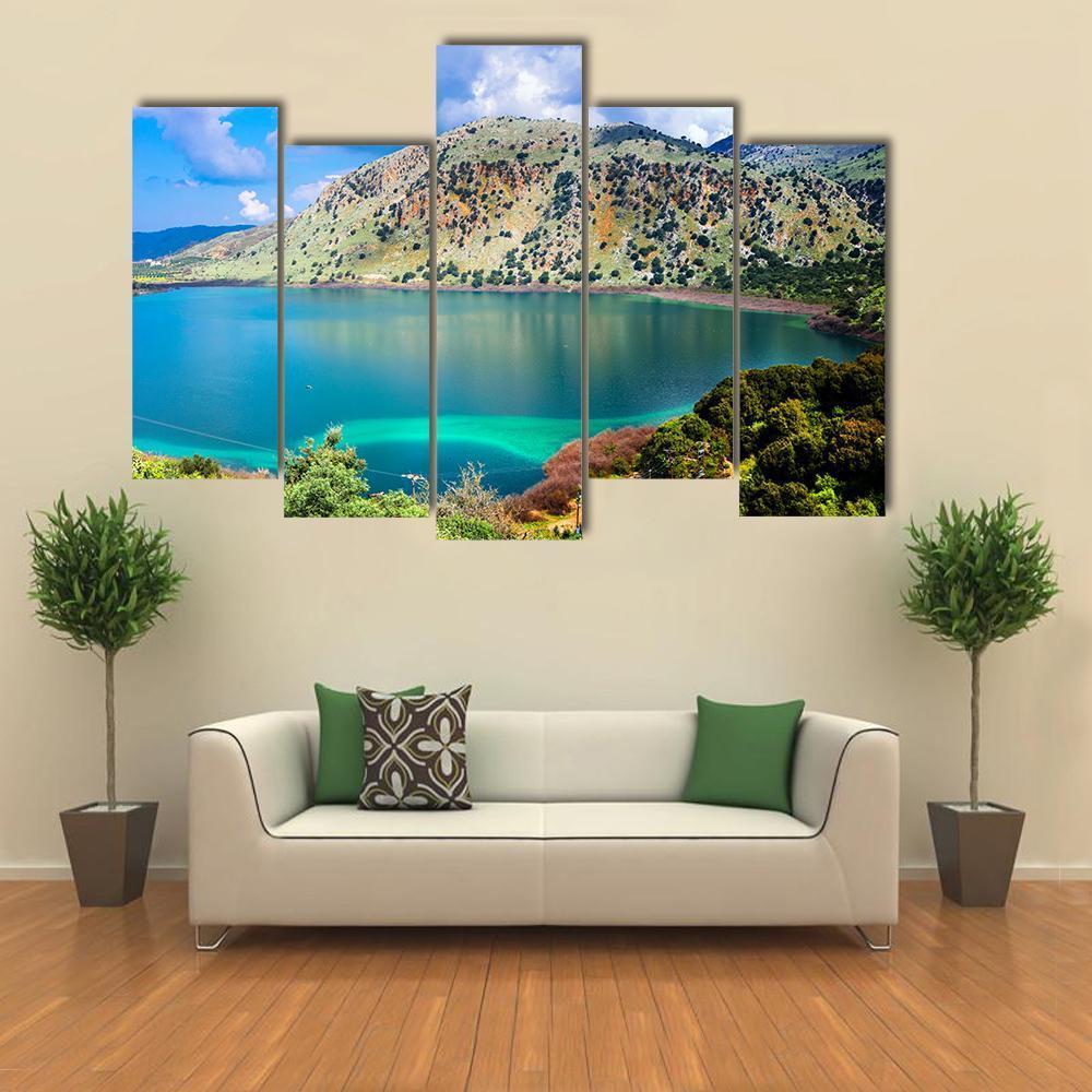 Kournas Lake Canvas Wall Art-5 Pop-Gallery Wrap-47" x 32"-Tiaracle