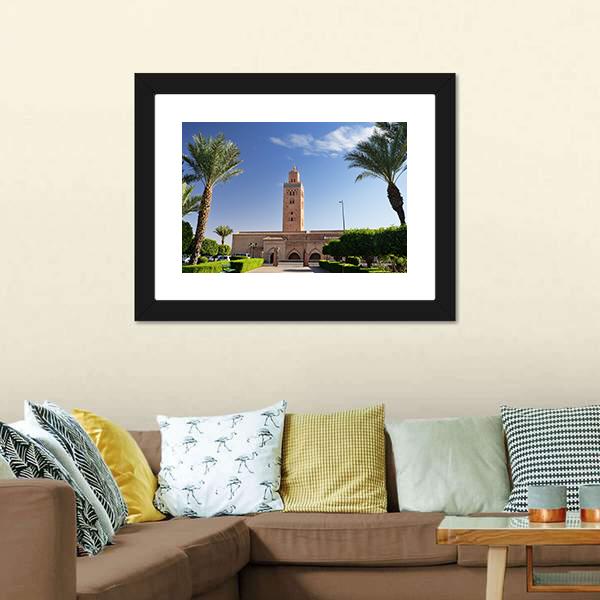 Koutoubia Mosque Canvas Wall Art-1 Piece-Framed Print-20" x 16"-Tiaracle