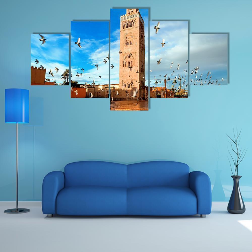 Koutoubia Mosque Morocco Canvas Wall Art-5 Star-Gallery Wrap-62" x 32"-Tiaracle