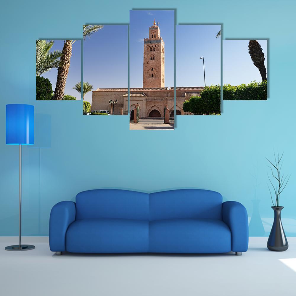 Koutoubia Mosque Canvas Wall Art-5 Star-Gallery Wrap-62" x 32"-Tiaracle