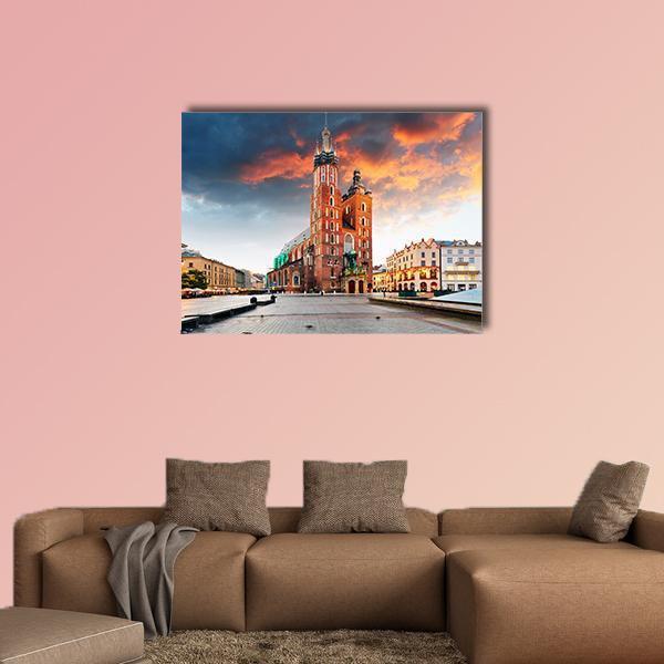 Krakow Old Town Canvas Wall Art-1 Piece-Gallery Wrap-48" x 32"-Tiaracle