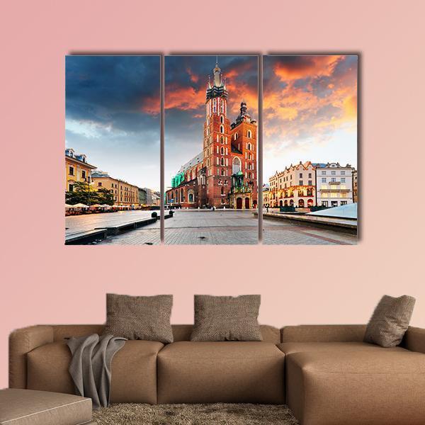 Krakow Old Town Canvas Wall Art-3 Horizontal-Gallery Wrap-25" x 16"-Tiaracle