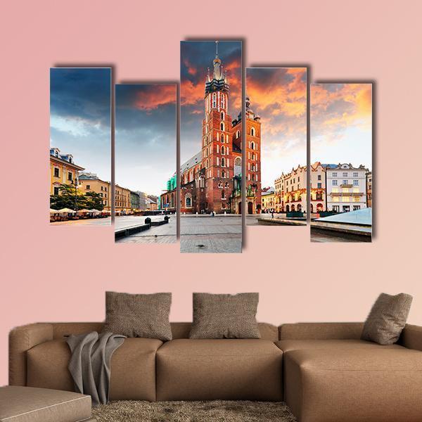 Krakow Old Town Canvas Wall Art-5 Pop-Gallery Wrap-47" x 32"-Tiaracle
