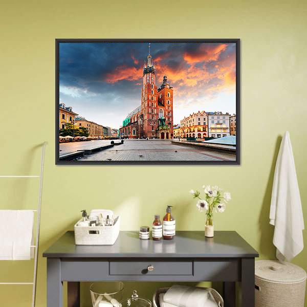 Krakow Old Town Canvas Wall Art-1 Piece-Floating Frame-36" x 24"-Tiaracle