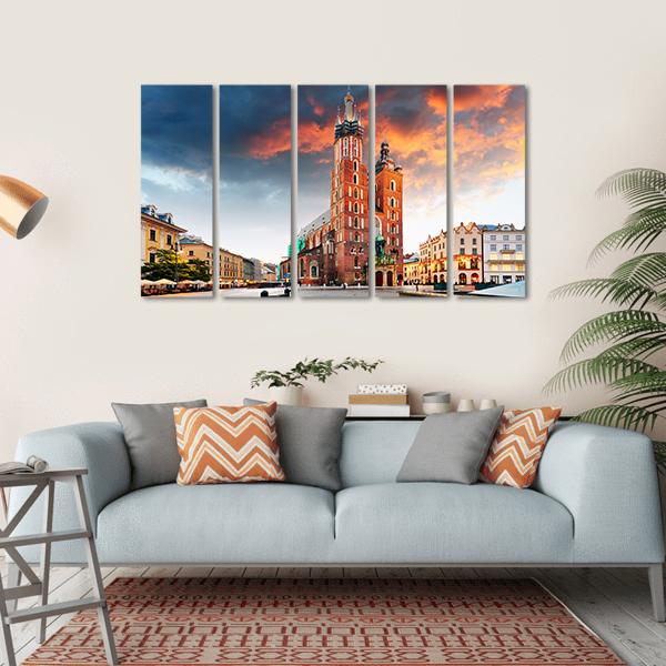 Krakow Old Town Canvas Wall Art-5 Horizontal-Gallery Wrap-22" x 12"-Tiaracle