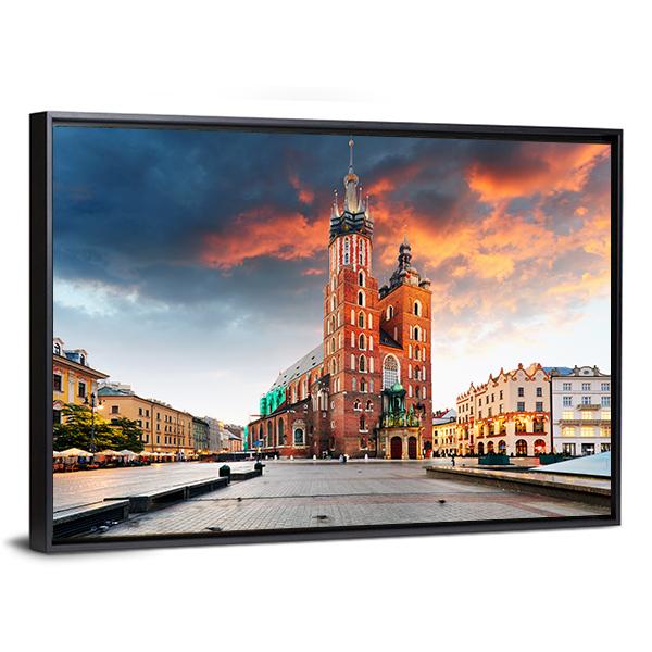 Krakow Old Town Canvas Wall Art-3 Horizontal-Gallery Wrap-25" x 16"-Tiaracle