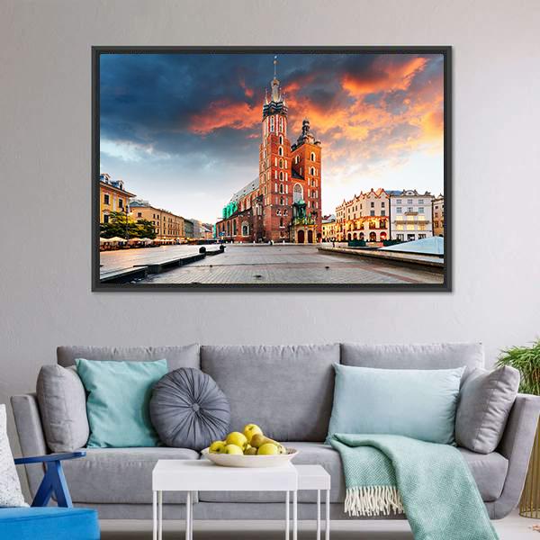 Krakow Old Town Canvas Wall Art-3 Horizontal-Gallery Wrap-25" x 16"-Tiaracle