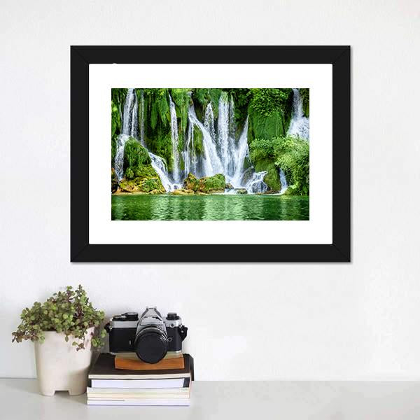Kravica Waterfall Canvas Wall Art-1 Piece-Framed Print-20" x 16"-Tiaracle