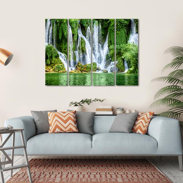 Kravica Waterfall Canvas Wall Art-4 Horizontal-Gallery Wrap-34" x 24"-Tiaracle